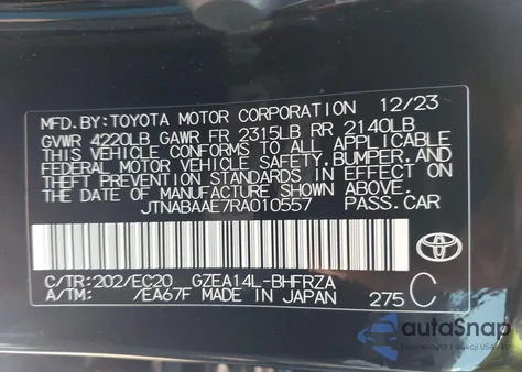 2024 Toyota Gr Corolla Premium z USA, uszkodzony, nr VIN JTNABAAE7RA010557